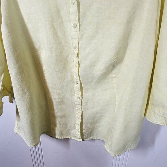 Plus Size Coldwater Creek Yellow Linen Blouse - Picture 5 of 9